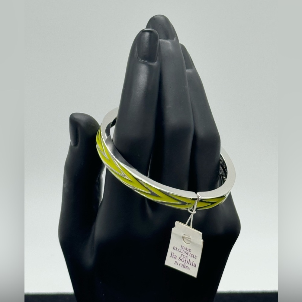Lia Sophia Yellow and Silver Stretch Bangle Bracelet